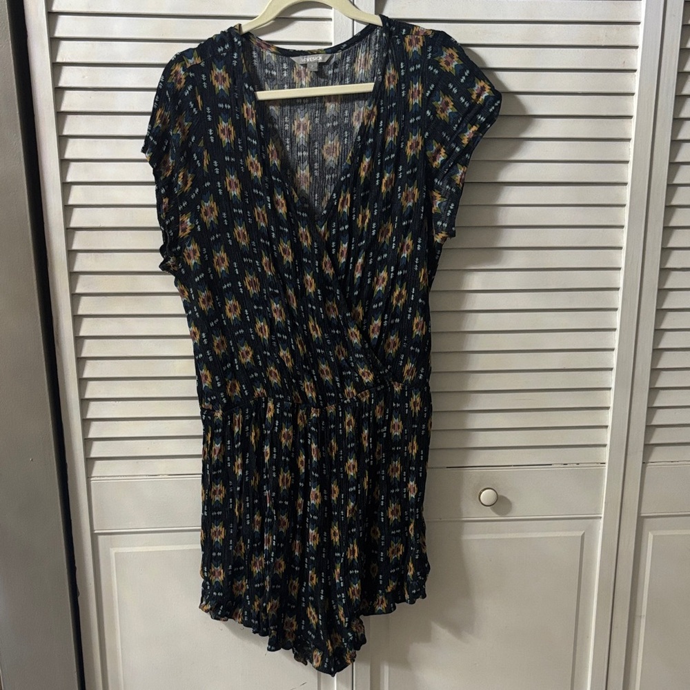 Lovesick Navy Blue Printed V-Neck Romper